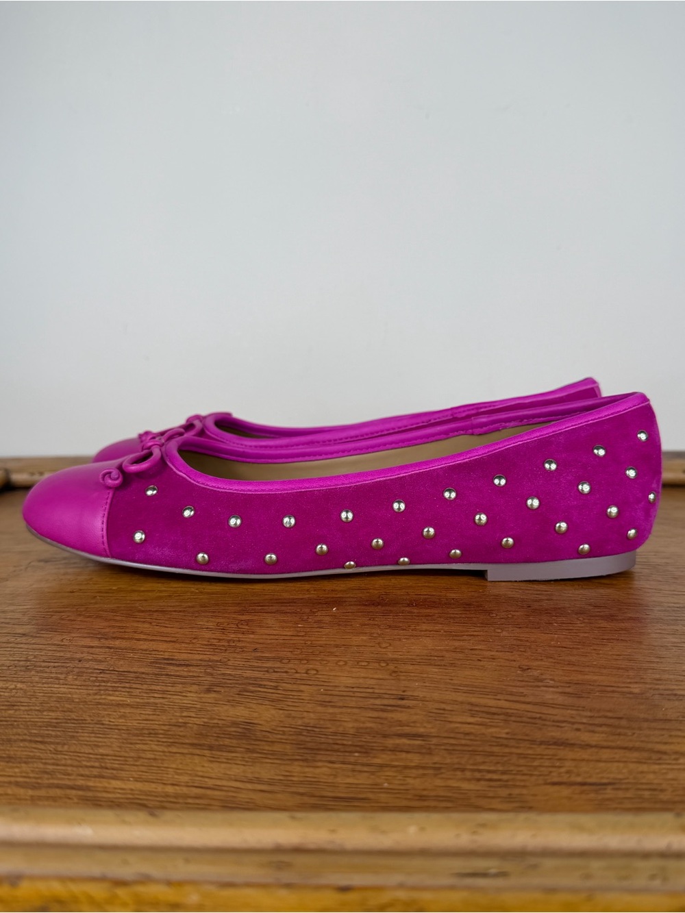 Talbots Blair Studded Suede Ballet Flats Size 8.5 “Vivid Berry”
